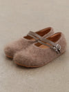 SWAYING Fall/Winter 2025 Collection: Cashmere-trimmed leather flat shoes SW-SW25AW4P06C2S36-TUO (Camel)